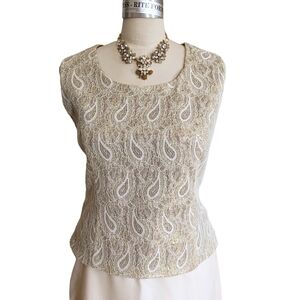 Lily & Taylor Gold Lace Evening Top Size 10